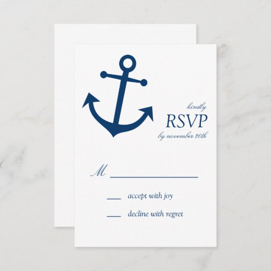 RSVP-Karten für das Ankerschiff von Schiffen (Navy RSVP Karte (Vorne/Hinten)