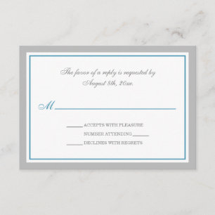 RSVP-Karten für die Aufnahme von grauen und blauen RSVP Karte