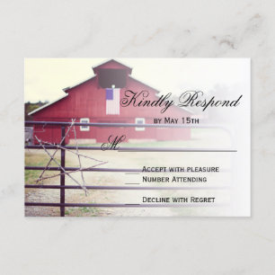 RSVP-Karten für die Hochzeit von Red Barn bekommen RSVP Karte