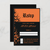 RSVP-Karten für die Hochzeit von Schwarz und Orang RSVP Karte (Vorne/Hinten)