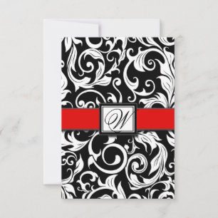 RSVP-Karten für die Hochzeit von Schwarz und Rot D RSVP Karte