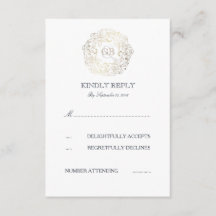 RSVP-Karten für die Hochzeit von weißen und golden
