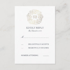 RSVP-Karten für die Hochzeit von weißen und golden RSVP Karte
