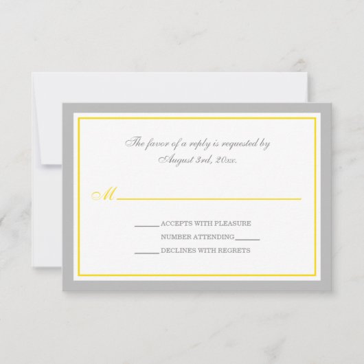 RSVP-Karten für die Hochzeitsempfehlung in Grau un RSVP Karte (Vorderseite)