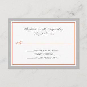 RSVP-Karten für die Hochzeitsempfehlung in Grau un RSVP Karte