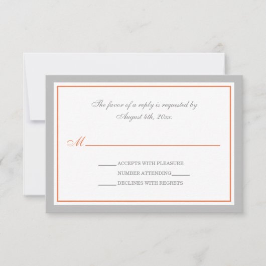 RSVP-Karten für die Hochzeitsempfehlung in Grau un RSVP Karte (Vorderseite)
