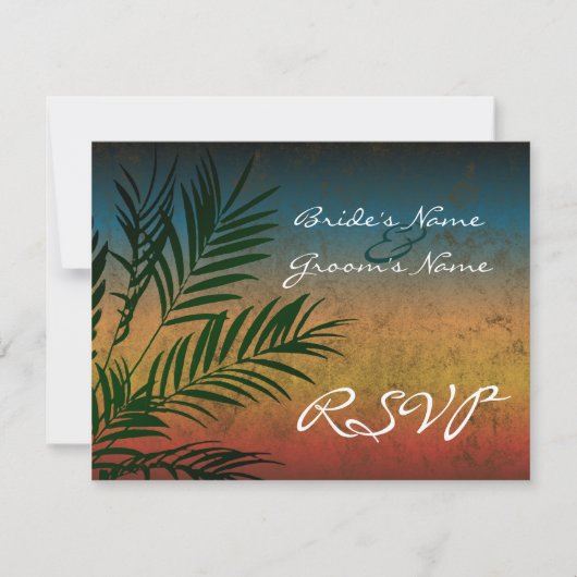 RSVP-Karten für die Verzweigung Sunset Palm Tree RSVP Karte (Vorderseite)