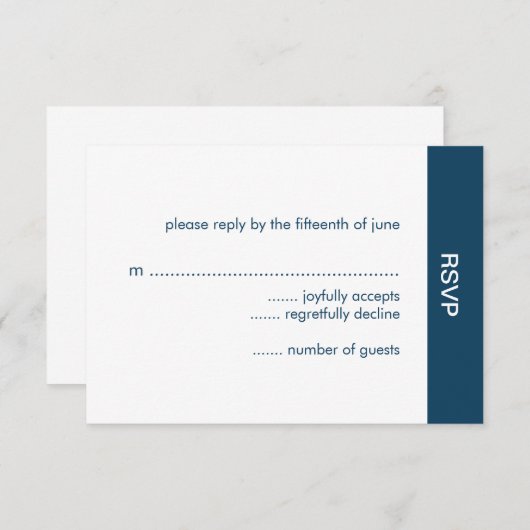 RSVP-Karten für eine kühne Farbhochzeit - Marine RSVP Karte (Vorne/Hinten)