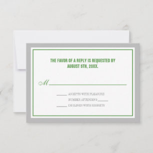 RSVP-Karten für graue und grüne Hochzeitsempfehlun RSVP Karte