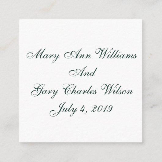 RSVP-Karten für grüne und weiße Reaktion Begleitkarte (Rückseite)