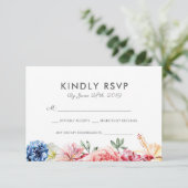 RSVP-Karten für helles Floral Watercolor Einladung (Stehend Vorderseite)