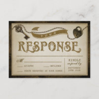 RSVP-Karten für Herz und Skelett-Schlüssel für Hoc