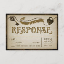 RSVP-Karten für Herz und Skelett-Schlüssel für Hoc