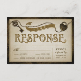 RSVP-Karten für Herz und Skelett-Schlüssel für Hoc RSVP Karte