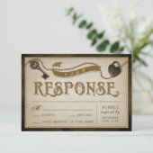 RSVP-Karten für Herz und Skelett-Schlüssel für Hoc RSVP Karte (Stehend Vorderseite)