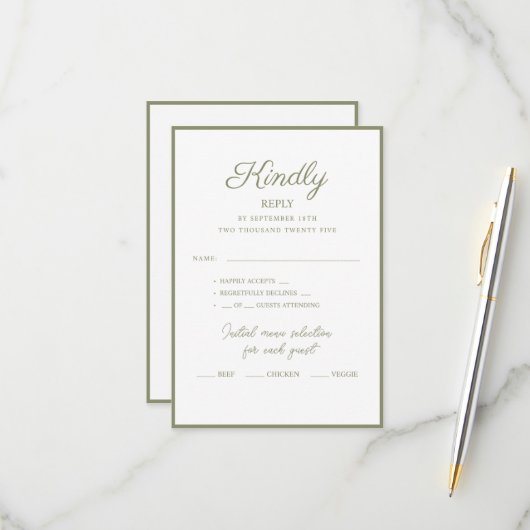 RSVP Karten für Hochzeiten. (Vorderseite/Rückseite Beispiel)