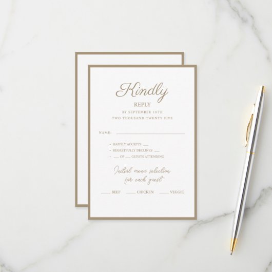 RSVP Karten für Hochzeiten. (Vorderseite/Rückseite Beispiel)