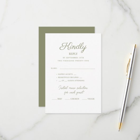 RSVP Karten für Hochzeiten. (Vorderseite/Rückseite Beispiel)