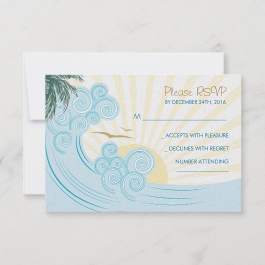 RSVP-Karten für Hochzeiten am Strand RSVP Karte (Vorderseite)