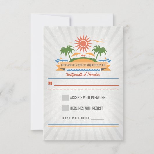RSVP-Karten für Hochzeiten am Strand RSVP Karte (Vorderseite)