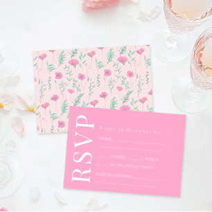 RSVP-Karten für Hochzeiten, Aquamarin, rosa, flora RSVP Karte
