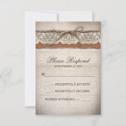 RSVP-Karten für Hochzeiten auf rustikalem Land RSVP Karte (Rückseite)