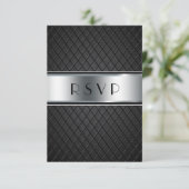 RSVP-Karten für Hochzeiten, elegant, schwarz und s RSVP Karte (Stehend Vorderseite)