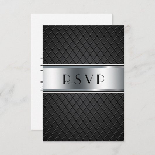 RSVP-Karten für Hochzeiten, elegant, schwarz und s RSVP Karte (Vorne/Hinten)