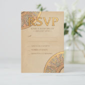 RSVP-Karten für Hochzeiten | Gold Nouveau Deko RSVP Karte (Stehend Vorderseite)