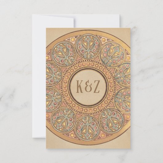 RSVP-Karten für Hochzeiten | Gold Nouveau Deko RSVP Karte (Rückseite)