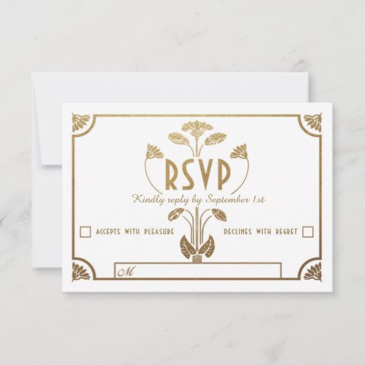 RSVP-Karten für Hochzeiten im ägyptischen Jugendst RSVP Karte (Vorderseite)