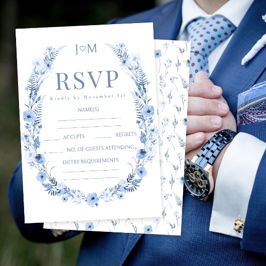 RSVP-Karten für Hochzeiten in blauer Wildblume RSVP Karte