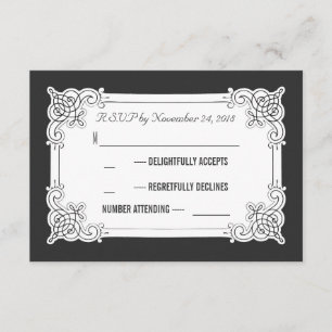 RSVP-Karten für Hochzeiten in Schwarzweiß RSVP Karte