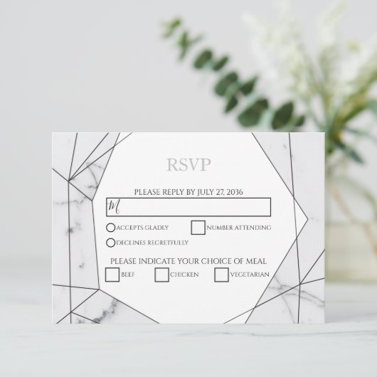 RSVP-Karten für Hochzeiten mit elegantem geometris RSVP Karte (Stehend Vorderseite)