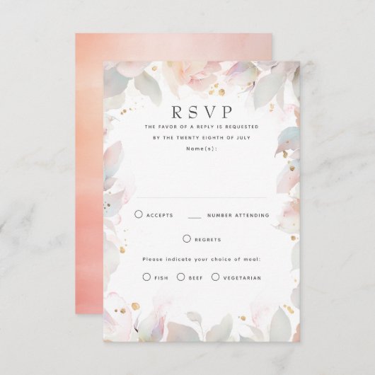 RSVP-Karten für Hochzeiten mit heller, floraler Ob RSVP Karte (Vorne/Hinten)