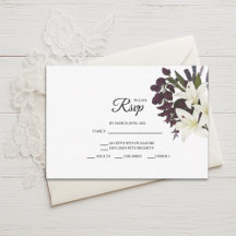 RSVP-Karten für Hochzeiten mit weißer Lilie und Pf