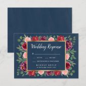 RSVP-Karten für Hochzeiten: Navy Blush Pink Gold B RSVP Karte (Vorne/Hinten)
