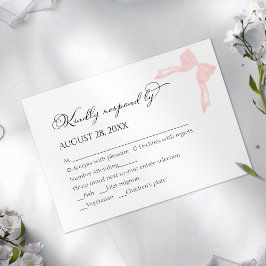 RSVP-Karten für Hochzeiten | Pink Bow Calligraphy RSVP Karte