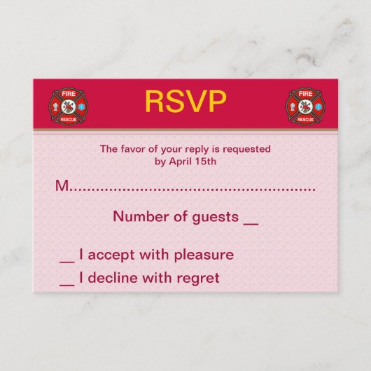 RSVP-Karten für Hochzeiten von EMT-Feuerwehren RSVP Karte (Vorderseite)