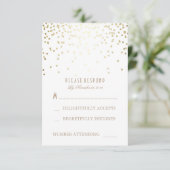 RSVP-Karten für Hochzeiten von Gold und Weiß Confe RSVP Karte (Stehend Vorderseite)