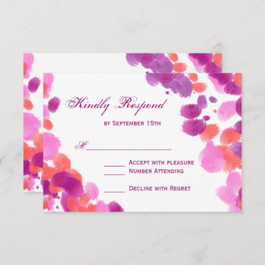 RSVP-Karten für Hochzeiten von Lila rosafarbenen K RSVP Karte (Vorne/Hinten)