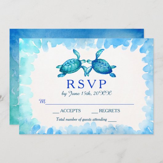 RSVP-Karten für Hochzeiten von Meeresschildkröten  Einladung (Vorne/Hinten)