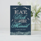 RSVP-Karten für Hochzeiten von Navy Blue & Aqua RSVP Karte (Stehend Vorderseite)