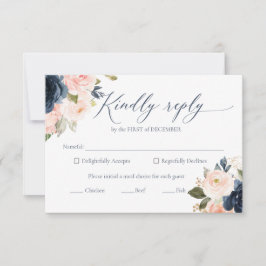 RSVP-Karten für Hochzeiten von Navy Blue und Blush RSVP Karte