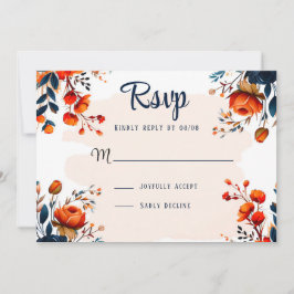 RSVP-Karten für Hochzeiten von Navy Blue und Orang Einladung
