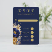 RSVP-Karten für Hochzeiten von Navy Gold Painted P RSVP Karte (Stehend Vorderseite)