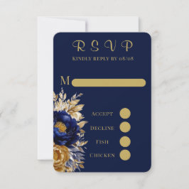 RSVP-Karten für Hochzeiten von Navy Gold Painted P RSVP Karte