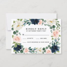 RSVP-Karten für Hochzeiten von Navy und Blush Pink RSVP Karte
