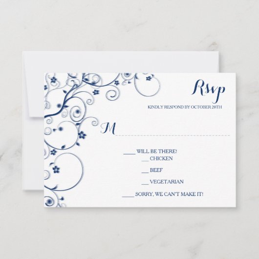 RSVP-Karten für Hochzeiten von Navy Vines RSVP Karte (Vorderseite)