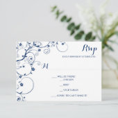 RSVP-Karten für Hochzeiten von Navy Vines RSVP Karte (Stehend Vorderseite)
